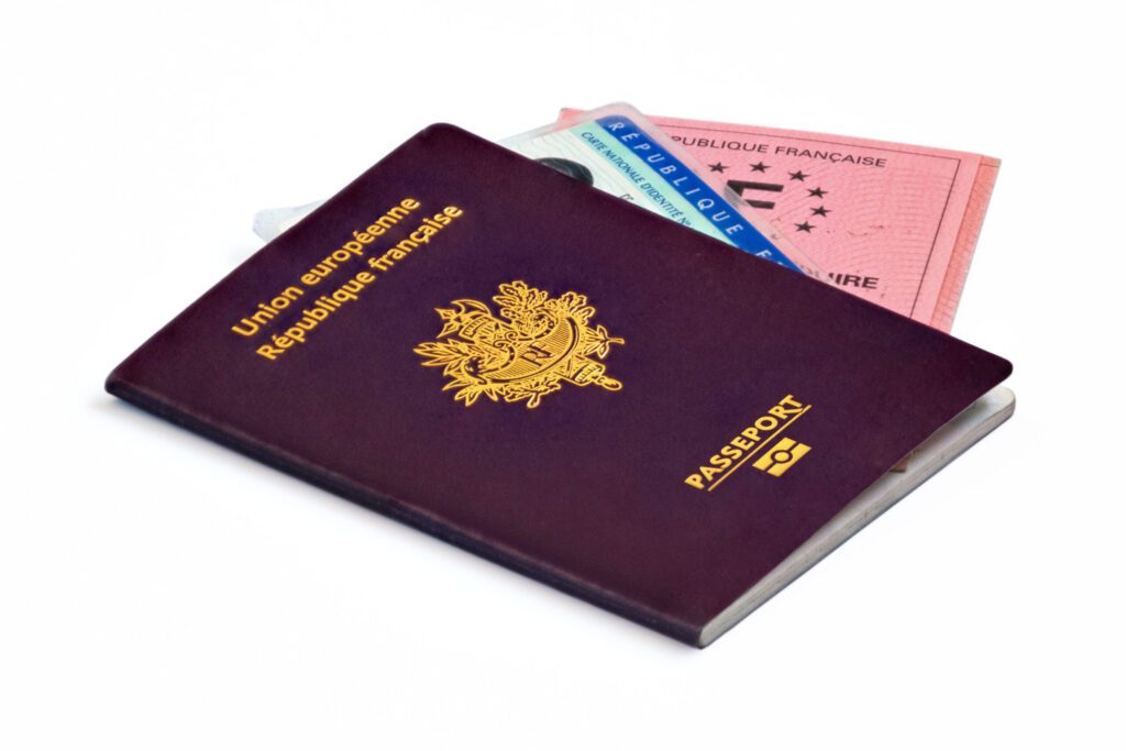 french identity papers (biometric passport, id card and driver's license)