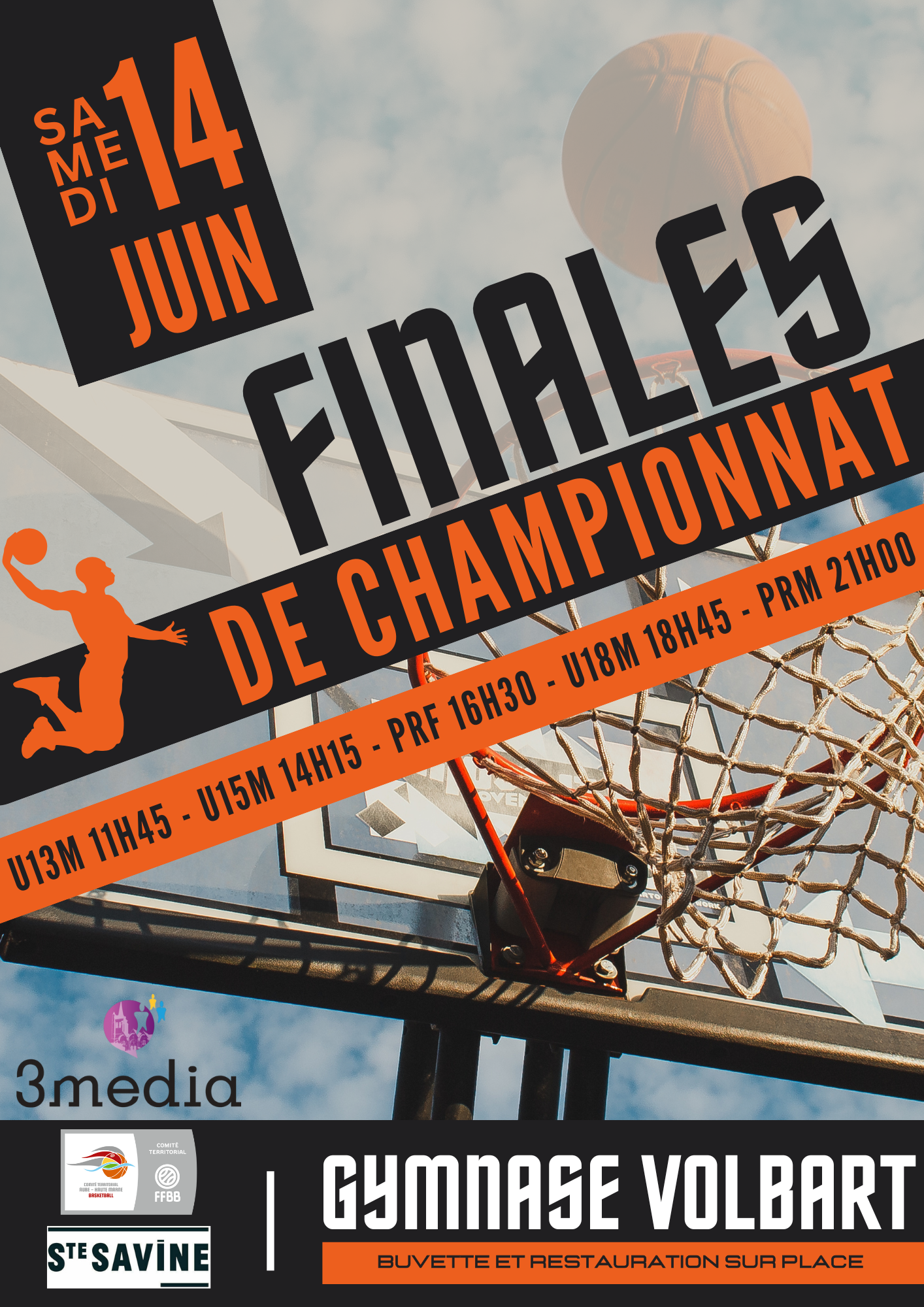 affiche evénement sport tournoi basketball photo illustration noir orange blanc moderne .png