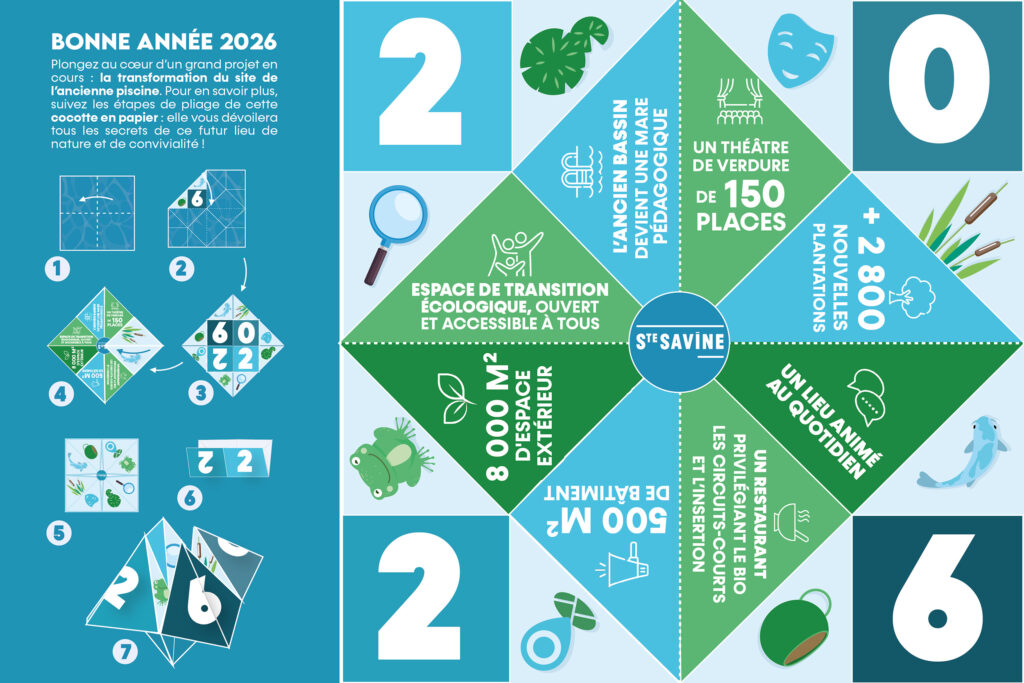 carte de voeux cocotte piscine